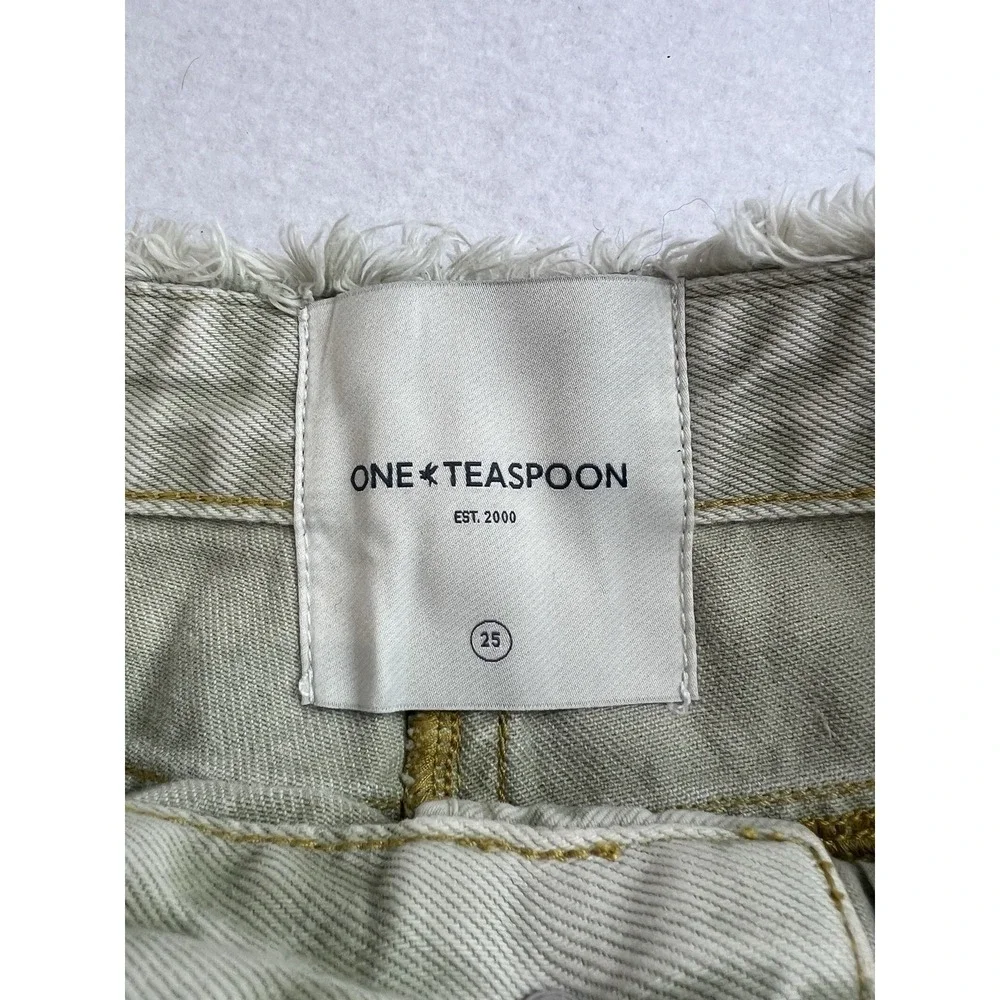One‎ Teaspoon Womens Button Fly Denim Mini Skirt Antique Khaki Size 25